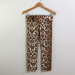 Get A Grip Cropped Mid Rise Leopard Print Leggings Size Medium